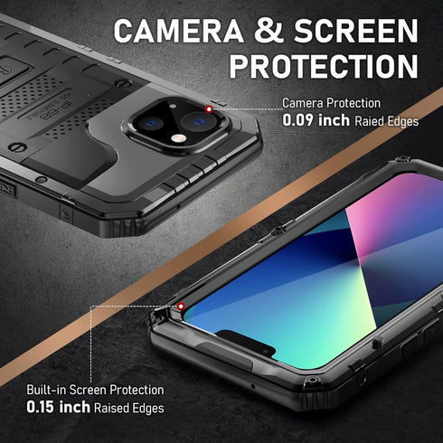 Beasyjoy for iPhone 13 Case Waterproof, Metal Phone Case with Built-in Screen Protector, Heavy Duty Full Body Protective Military Grade Shockproof...