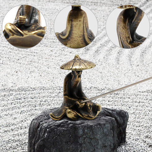 2pcs Miniature Garden Decoration Set, Copper Fisherman Figurines, Kiang Taigong Fishing Models, Chinese Mudman Sitting Fishing for Garden & Patio ...