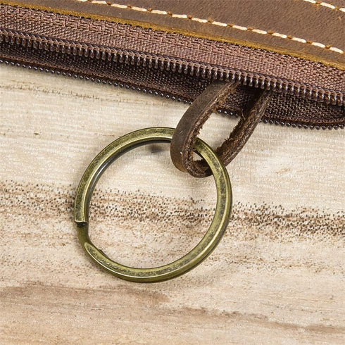 1 Pcs Leather 2 Zipper Coin Purse Wallet With Key Ring, Coin Organizer, Change Holder,Card Case, Leather Zipper Storage Bag for Men...