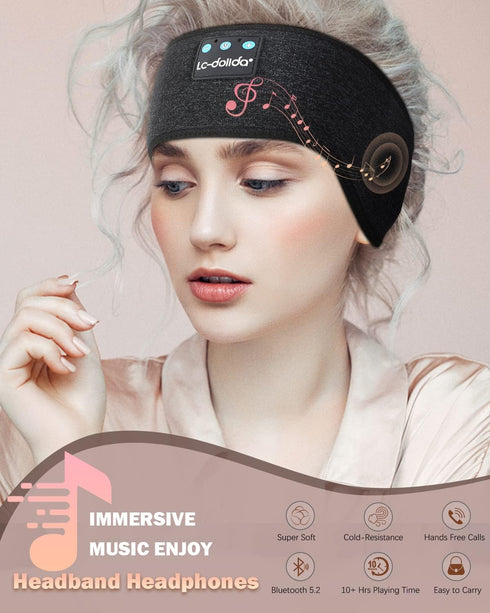 LC-dolida Headphones Headband Bluetooth Sleep Headphones for sleeping Music Sleep Mask Headphones with Thin HD Stereo Speakers Perfect for Side Sl...