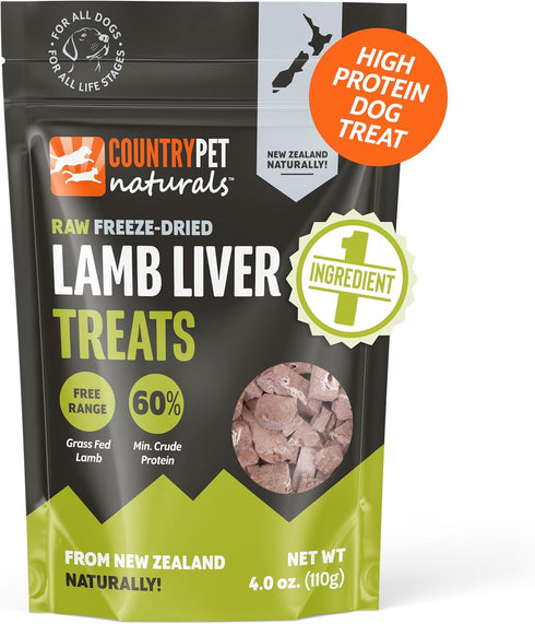 Raw New Zealand Freeze Dried Lamb Liver Treats- Single Ingredient Human Grade 100% Natural Grass Fed Free Range, 60% Protein, Humanely Raised, Min...