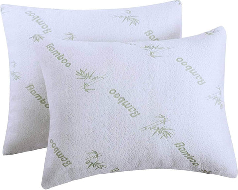 2 Pack Waterproof Viscose Made from Bamboo Pillow Protectors - Pair Zippered Case Queen 20x30 Inches - Natural Cooling Guaranteed Noiseless Pad, U...