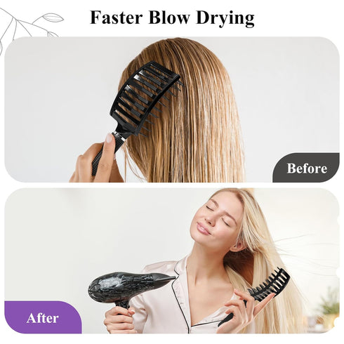 Hair Brush, Detangler Hair Brushes for Women Men Kids Faster Blow Drying, Curved Vent Detangling Brush for Wet Dry Curly Straight Thick Thin Hair ...
