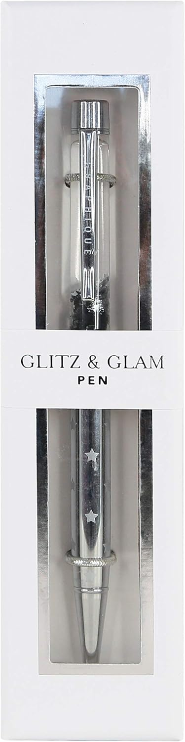 Graphique Glitz and Glam Floating Glitter Pen - 5.5" Refillable Black Ink Ballpoint Pen with Floating Glitter & Matching Gift Box, Makes a Beautif...
