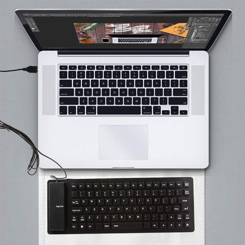 Foldable Silicone Keyboard, USB Waterproof Travel Gaming Wired Keyboard, Rollup Wired Keyboard Folding Keyboard Compatible with Windows, PC, Lapto...