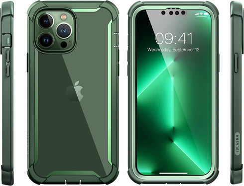 i-Blason Ares Case for iPhone 13 Pro 6.1 inch (2021 Release), Dual Layer Rugged Clear Bumper Case with Built-in Screen Protector (Green)...