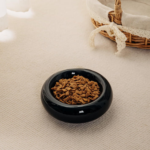 6.1 Inch Cat Bowls, 7 oz Ceramic Cat Food Bowl, Whisker Fatigue Relief Cat Bowl, Anti-Vomiting, Protect Spine, Perfect for Indoor Cats(Black)...