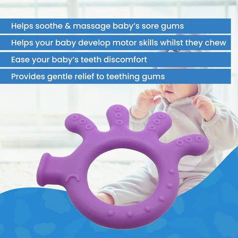 Silicone Finger Teether Toy - Handheld Teething Relief for Girls & Boys - Chew Toy - Stimulating & Soft Soothing Chew Toys - BPA Free (Purple)...