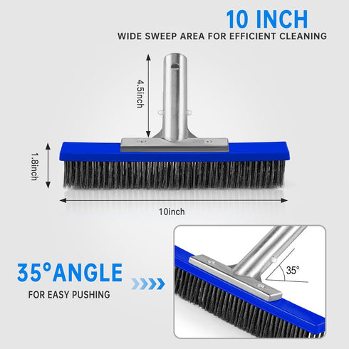 Heavy Duty Pool Brush Head?10-inch Metal Pool Brushes Head with Stainless Steel Wire Bristles & Aluminium Back for Remove Calcium Buildup, Rust St...