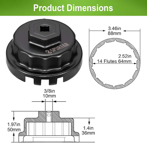 Spurtar Oil Filter Wrench for Toyota Oil Filter Tool Oil Filter Cap Wrench Removal Tool 64mm for Lexus, Camry, 4 Runner, Tundra 2.5-5.7L Engine...