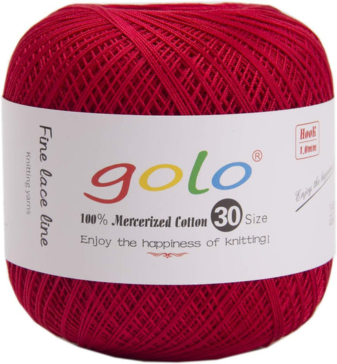golo Crochet Thread Yarns 100% Cotton Yarn for Knitting Crochet red 10-757......