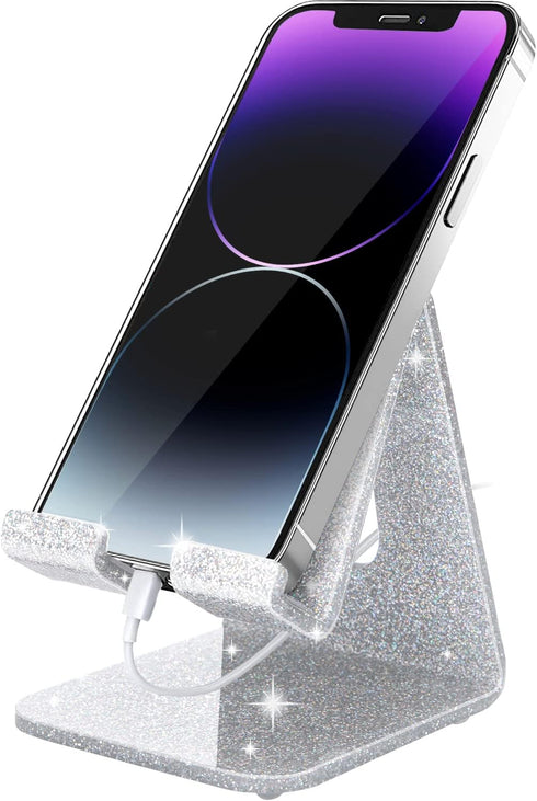 Crpich Acrylic Cell Phone Stand, Portable Phone Holder, Phone Stand for Desk, Compatible with Phone15 14 13 12 Pro Max Mini 11 Xr Plus SE, Switch,...