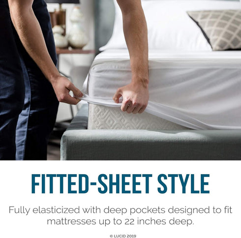 LUCID Premium Hypoallergenic 100% Waterproof Mattress Protector - Universal Fit, Cotton Terry Top, Full...