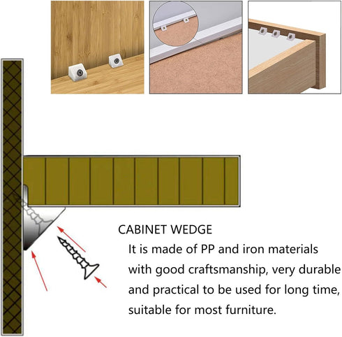 120 Pcs Drawer Wedges Drawer Bottom Repair Fixing Mending Wedges with Screws, Plastic Angle Code Bracket Fasteners, Drawer Reinforcement Repair Ki...