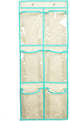 NIMES Over The Door Shoe Organizer Hanging Narrow Closet Door Storage 6 Large Clear Pockets Chart 2 Pack (Beige)...