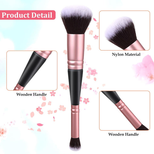 2PCS Double Ended Makeup Brushes, Foundation Makeup Brush Flawless Powder Brush Concealer Cream Cosmetics Blush brush for Blending Liquid Highligh...