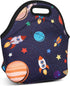 Violet Mist Women's Reusable Neoprene Lunch Bag, Space Rocket, Unisex, 11.4"L x 10.43"H x 5.51"W, 8.7 inches, fits containers up to 7"W...