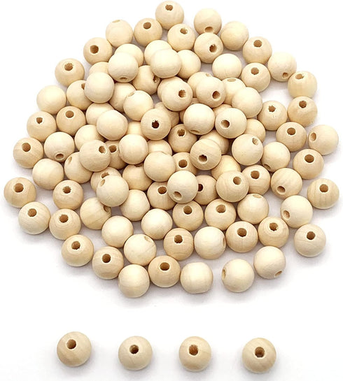 100pcs 14mm Natural Wood Beads DIY Unfinished Round Wooden Loose Beads Bulk Wood Spacer Beads for Craft Making...