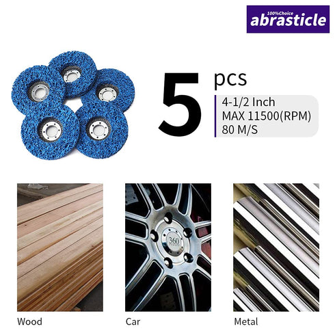 5 Pcs 4-1/2 Inch Poly Strip Wheel Disc Rust Remover Wheel, 7/8" Angel Grinders Clean Tool, Strip Discs for Angle Grinder Remove Rust Paint Clean W...