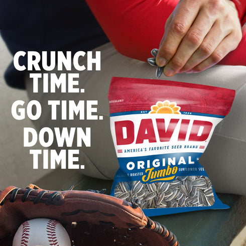 DAVID Roasted and Salted Jumbo Sunflower Seeds, Original Flavor, 5.25oz....