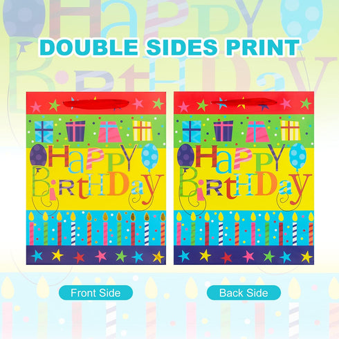 2-Pack 12.6" Large Happy Birthday Gift Bags for Birthday Party with Tissue Paper...