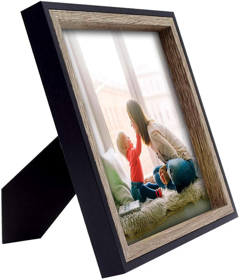 Golden State Art 8x8 Picture Frame - Wall Display or Tabletop Display Pictures - Real Glass, Displaying Family Photos, Landscape Photos, Artwork -...