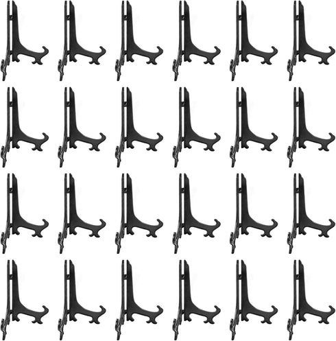 24 Pcs 3 Inch Black Plastic Easels Plate, Picture Frame Stand Holder Acrylic Display Easels, Baseball Card Display Stand...