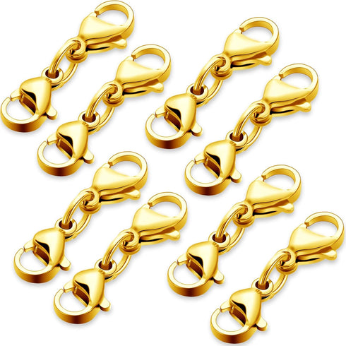 MTLEE Double Lobster Clasp Extender Double Claw Connector Bracelet Extension Clasp Small Bracelet Necklace Shortener for DIY Jewelry Making(Gold)...