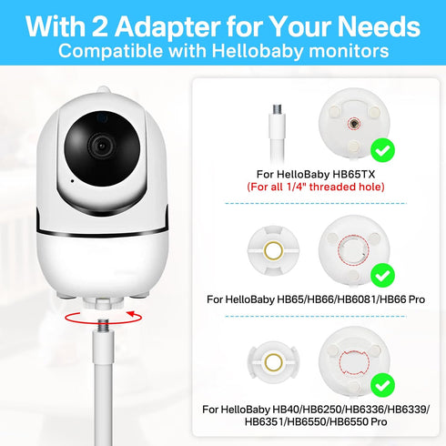 Flexible Clip Baby Monitor Mount for Hello Baby Monitor Mount HB65 / HB66 / HB6081 / HB6550 / HB6339 / HB6550 pro / HB40 - 19.4" Baby Monitor Hold...