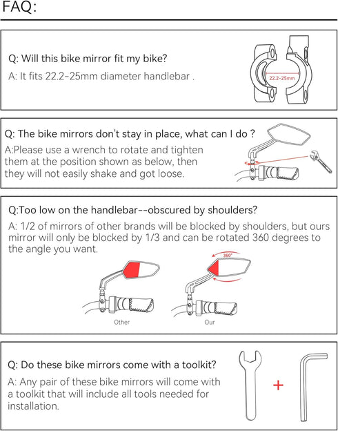 Bike Mirror Right, MAGICYCLE Bike Mirrors Handlebar Rear view Mirror, 360 Degree Adjustable Rotatable Bicycle Mirrors for Handlebars, Safe Wide An...