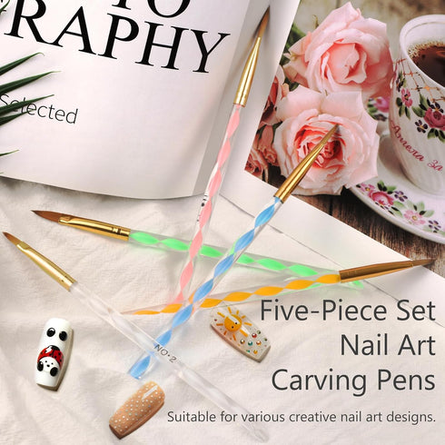 Nail Art Clean Up Brushes, 5 Pcs Painting Brushes for Nails with Flat/Oval/Fine Angled Gel Nail Brushes,Nail Brushes for Cleaning Nail Polish Mist...