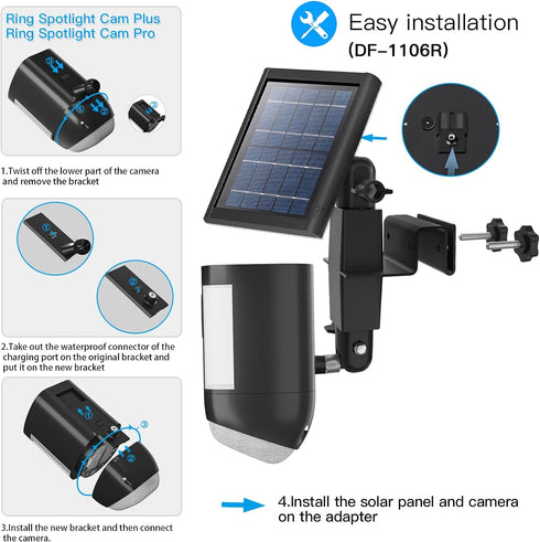 HOLACA 2-in-1 Weatherproof Gutter Mount for Stick Up Cam/Pro Solar Panel, Spotlight Cam Pro Battery and Stick Up Cam Plus Battery Outdoor Mount Ac...