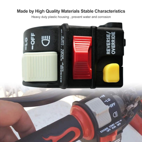 Left Handlebar Bar Switch, Engine Start Run Off Headlight HI LO Off Start Light Switch for Polaris Magnum Scrambler Sportsman Trail Boss Worker Xp...