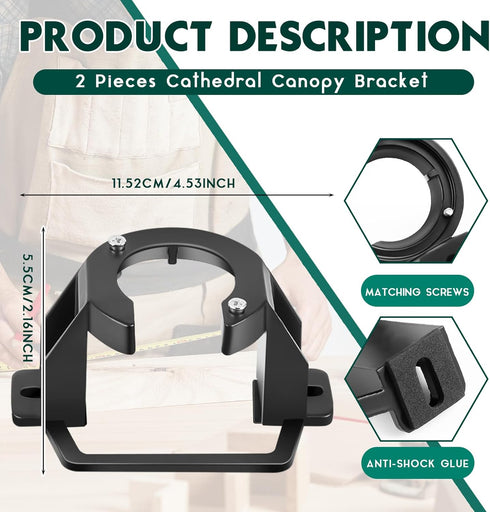 Zonon 2 Pcs Ceiling Fan Mounting Bracket Ceiling Fan Mounting Kits Ceiling Fan Parts for Cathedral Canopy Living Room, Black (without Wire)...