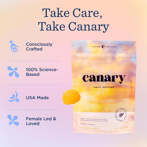 Canary Swift Soother Gummies | Bromelain, Curcumin, Quercetin, and Turmeric Supplement for Joint Health & Digestion - Vegan Tropical Pineapple Fla...