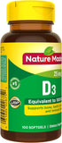 Nature Made Vitamin D3 1000 IU (25 mcg), Dietary Supplement for Bone, Teeth, Muscle and Immune Health Support, 100 Softgels, 100 Day Supply...