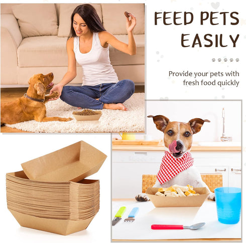 Disposable Pet Bowls, 50 Pcs, Portable, Lightweight, Suitable for Cats and Dogs, Easy to Carry and Store...