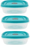 Bundle Rubber maid Food Storage Containers 3 Cup Food Storage Containers 7 Peice Set, Teal Easy Find Lids, 3 Containers, 3 Lids Chalk Pen And Chal...