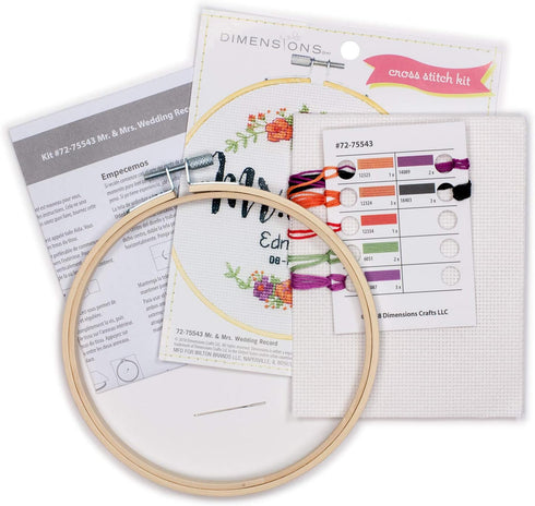 Dimensions 72-75543 Arts and Crafts Mr. and Mrs. Counted Cross Stitch Kit for Beginners, 14 Count White Aida, 6''D...