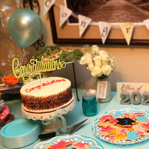 Congratulations Cake Topper, Congrats Grad Graduate, 2025 Graduation/Wedding/Birthday/Anniversary/Retirement Celebration Party Decorations Supplie...
