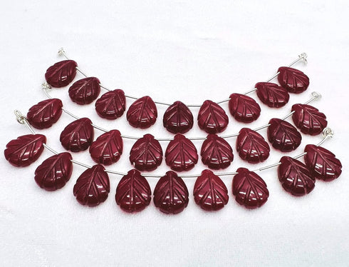 1 Strand Ruby 9 Pcs Beads Size 18X14Mm Leaf Shape Cut Smooth Beads For Jewellery Making, Beading & Craft Supplies Kcrafts-Rk_K35...