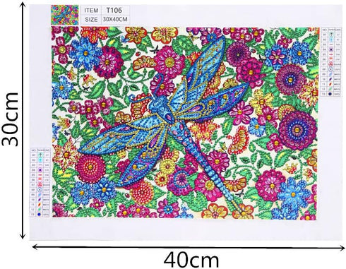 DIZAKIM Special crystal diamond painting set, dragonfly bush art, easy DIY diamond art craft, home decoration 12x16 inches...