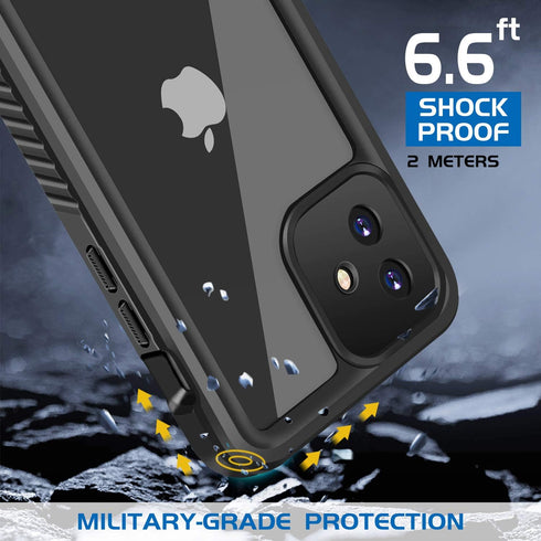 iPhone 12 mini Waterproof Case, Shockproof Dustproof Snowproof Fully-Body Protective Cover with Screen Protector Clear Back New Designed for iPhon...