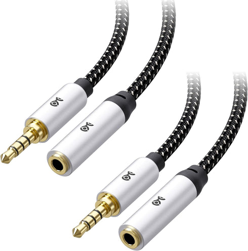Cable Matters 2-Pack Headset Extension Cable 10 ft (3.5mm Extension Cable/TRRS Extension Cable, Gaming Headset Extension Cable) with Mic Support i...