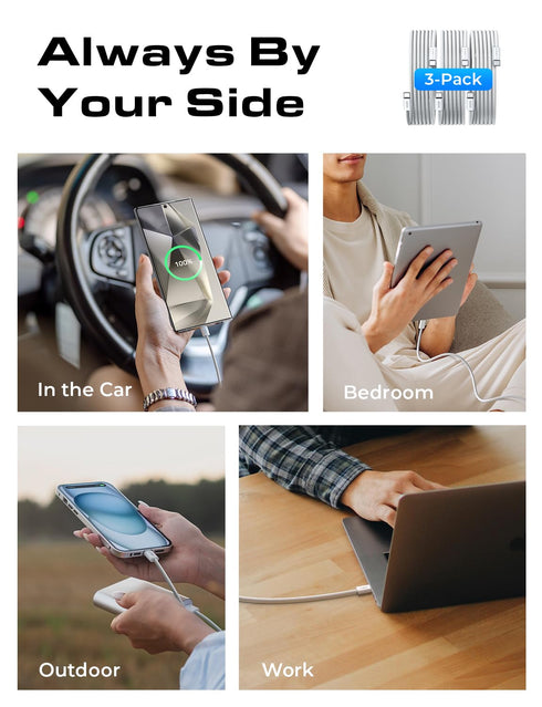 LISEN USB C to USB C Cable for iPad Pro 2024,60W 3-Pack 6ft USB C Cable Type C Fast Charging Charger Cable for iPhone 15 Pro Max Plus,iPad Pro 13 ...