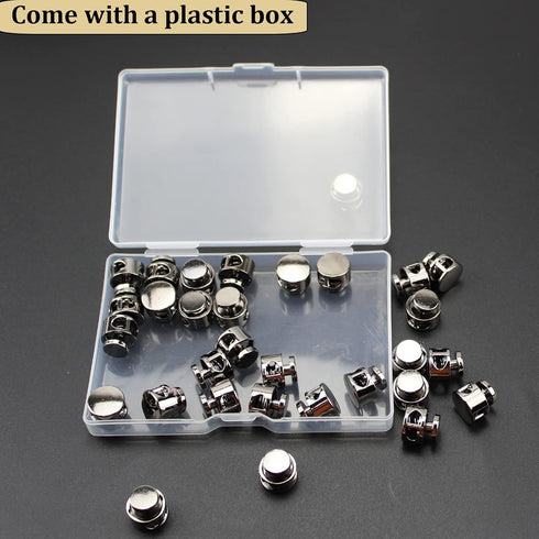 Metal Cord Locks for Drawstrings Round Cord Stopper Gunmetal Double Hole Spring Clasps Toggle Fastener Elastic Buckle for Shoelaces, Paracord, Bag...
