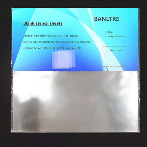 BANLTRE 12 Pieces 6 mil Blank Template Material Stencils Mylar for Cutting Paper Clear Transparency Sheet 12 × 12 inch (12-6 mil)...