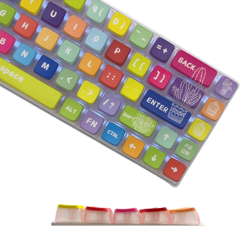 Rainbow Dye Sub PBT Keycaps,Pudding Keycaps Set, Custom Keycaps for Mechanical Gaming Keyboard,Shine Through Keycaps,Keycaps 60 Percent,Keycaps 75...