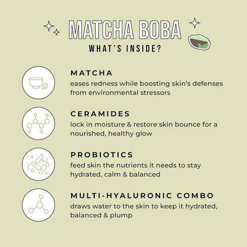 Avatara - Matcha Boba Hydrogel Mask, Facial Masks Skincare Essential, 2-Piece Cooling & Hydrating Mask with Multi-Hyaluronic Combo & Ceramides, 30...