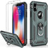 LUMARKE for iPhone Xs Max Case with Tempered Glass Screen Protector - Military Grade 16ft Drop Tested Cover with Magnetic Ring Kickstand, Protecti...